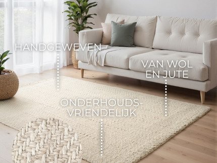 Jute Wol Vloerkleed - Naturel