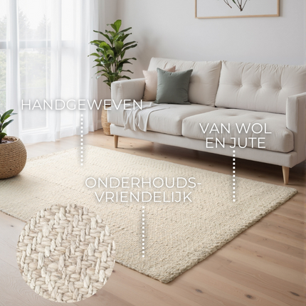 Jute Wol Vloerkleed - Naturel