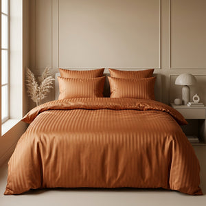 Dekbedovertrek Katoen-Satijn - Satijnstreep - Cognac