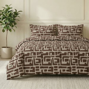 Easy Dekbed Zonder Overtrek - Abstract - Bruin