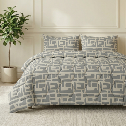Easy Dekbed Zonder Overtrek - Abstract - Grijs