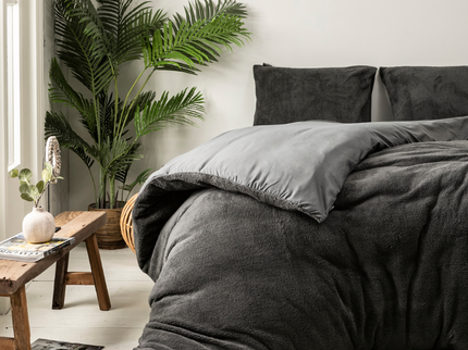 Teddy Dekbedovertrek + Hoeslaken - Antraciet
