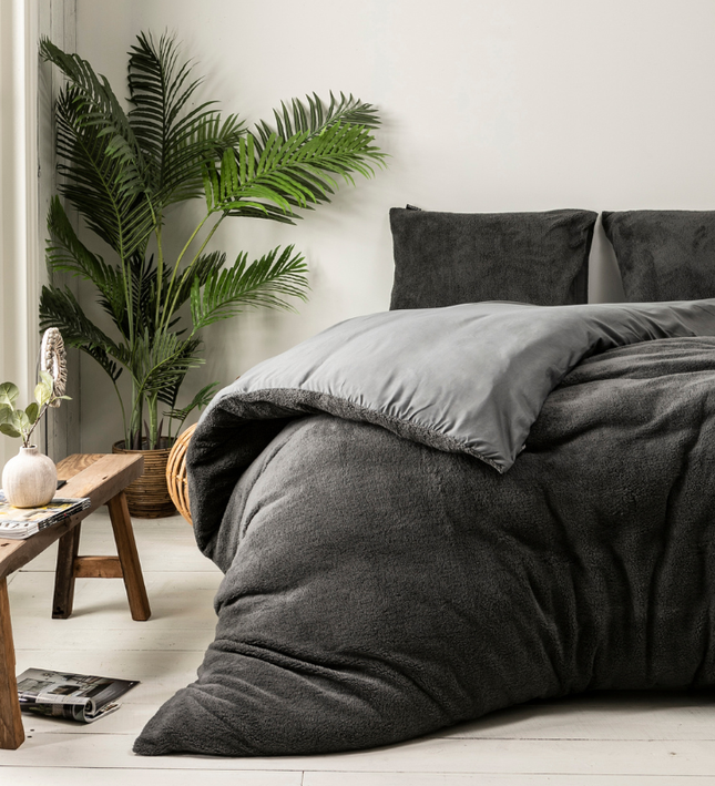 Teddy Dekbedovertrek + Hoeslaken - Antraciet