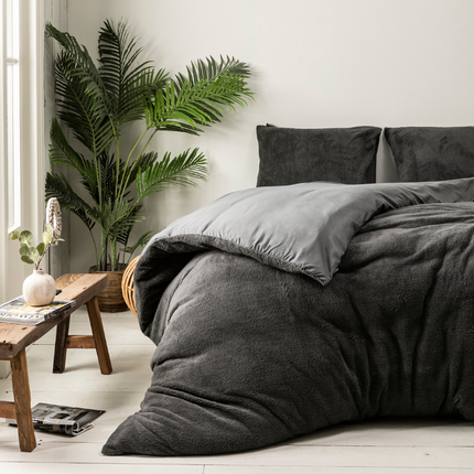 Teddy Dekbedovertrek + Hoeslaken - Antraciet