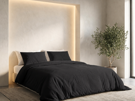 Dekbedovertrek Percale Katoen Uni - Zwart