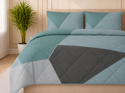 Easy Dekbed Zonder Overtrek Triangular Bliss - Blauw