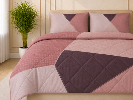 Easy Dekbed Zonder Overtrek Triangular Bliss - Roze