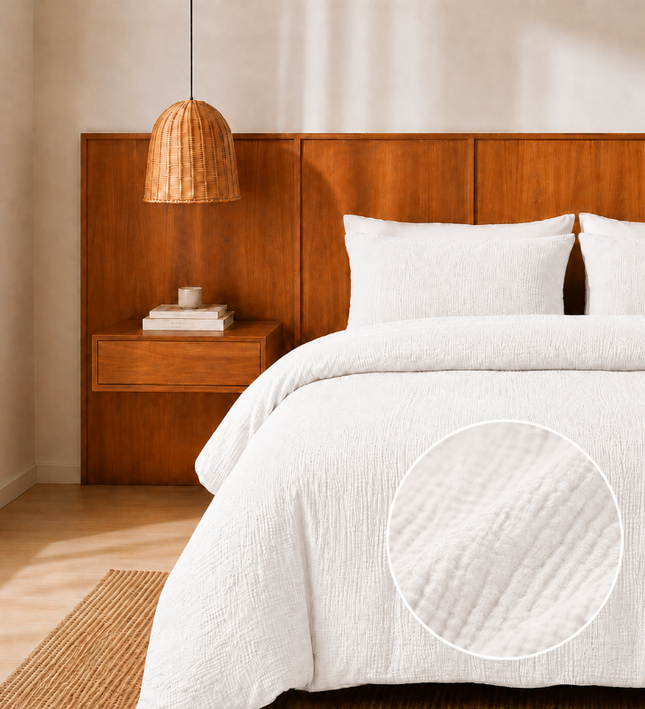 Dekbedovertrek Percale-Katoen - Mousseline - Wit