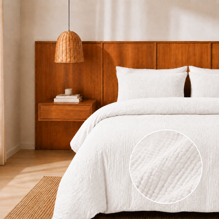 Dekbedovertrek Percale-Katoen - Mousseline - Wit
