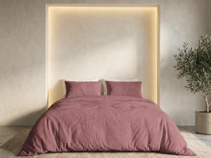 Dekbedovertrek Percale Katoen Uni - Oud Roze