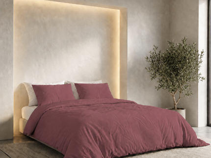 Dekbedovertrek Percale Katoen Uni - Oud Roze