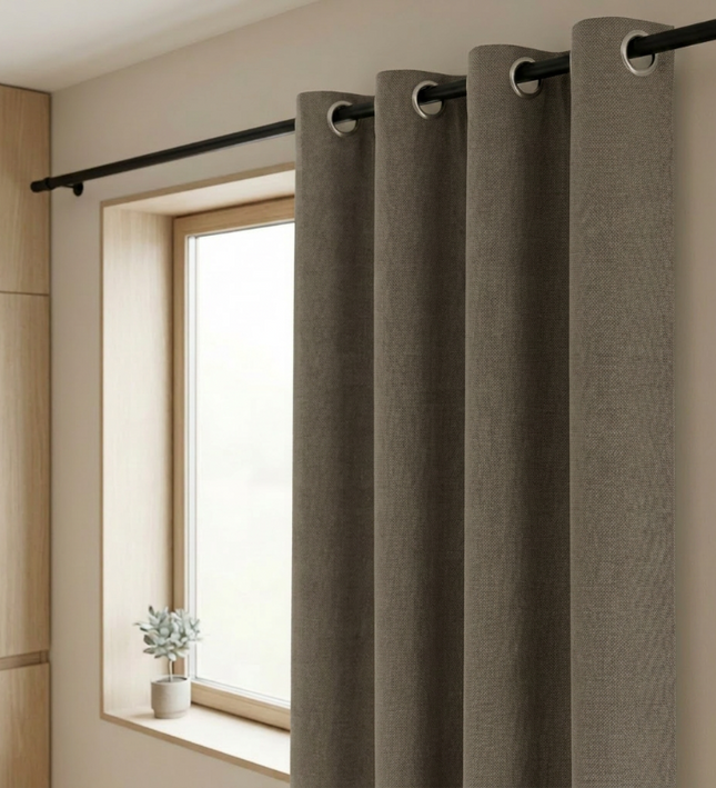 Gordijnen 100% Verduisterend - Ringen - Taupe