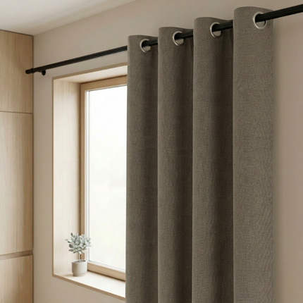 Gordijnen 100% Verduisterend - Ringen - Taupe