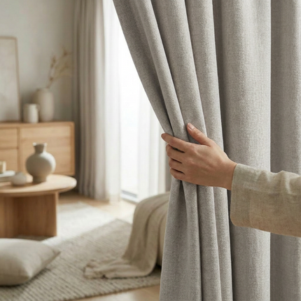 Gordijnen met Linnen Look - Ringen - Off White
