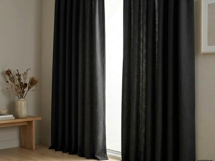 Gordijnen met Linnen Look - Ringen - Zwart