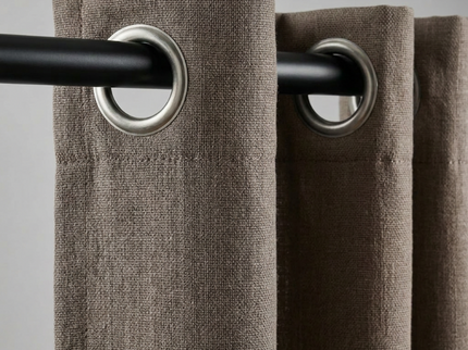 Gordijnen met Linnen Look - Ringen - Taupe