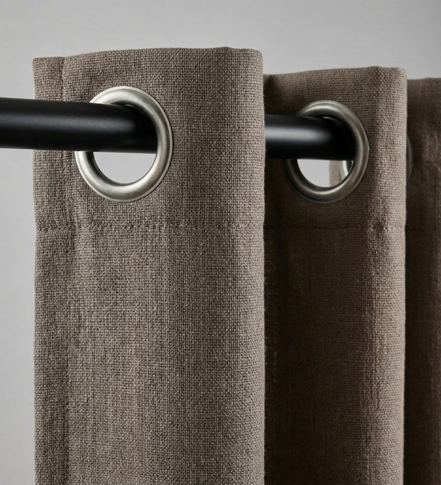 Gordijnen met Linnen Look - Ringen - Taupe