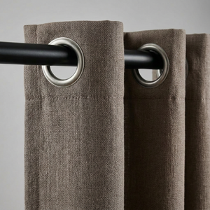 Gordijnen met Linnen Look - Ringen - Taupe