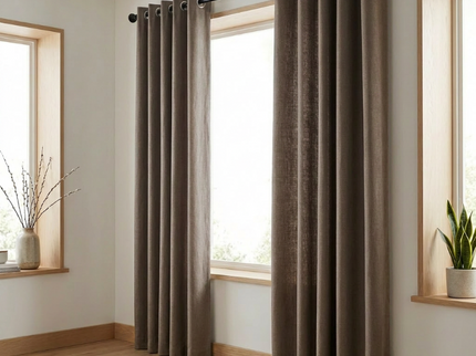 Gordijnen met Linnen Look - Ringen - Taupe