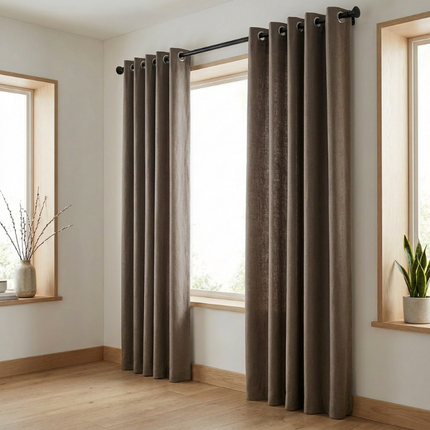 Gordijnen met Linnen Look - Ringen - Taupe