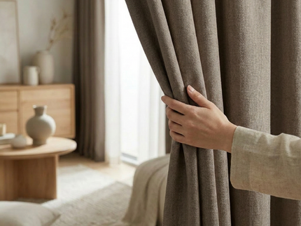 Gordijnen met Linnen Look - Ringen - Taupe