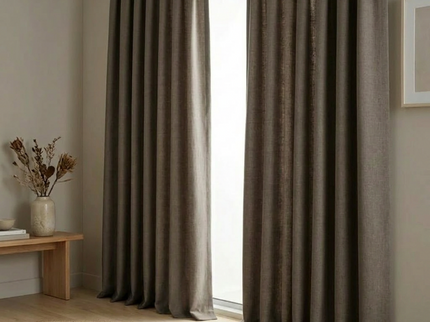 Gordijnen met Linnen Look - Ringen - Taupe