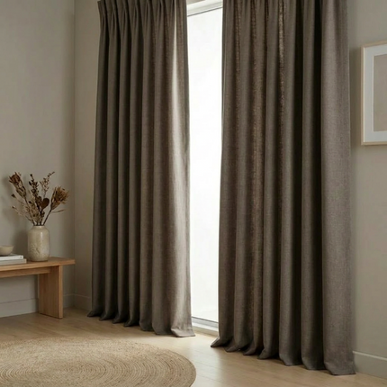 Gordijnen met Linnen Look - Ringen - Taupe