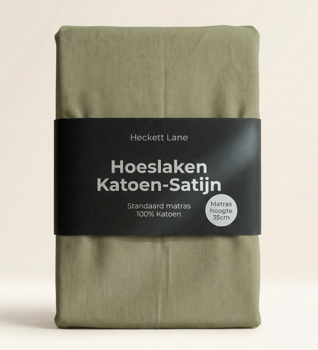 Hoeslaken Katoen-Satijn - Groen