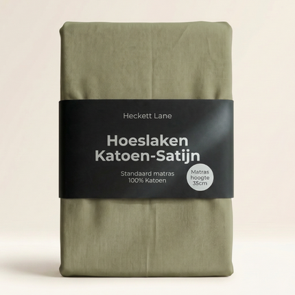 Hoeslaken Katoen-Satijn - Groen