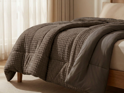 Easy Dekbed Zonder Overtrek Teddy Check - Bruin