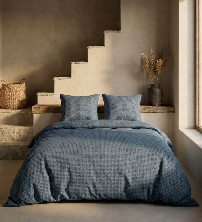 Dekbedovertrek Percale-Katoen - Stonewash Blue