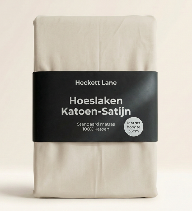 Hoeslaken Katoen-Satijn - Off-White