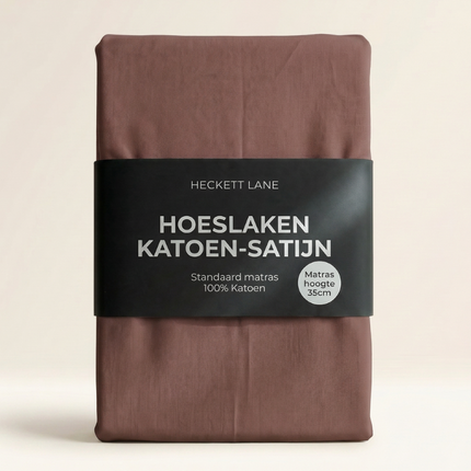 Hoeslaken Katoen-Satijn - Bruin