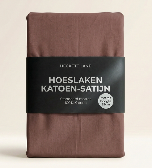 Hoeslaken Katoen-Satijn - Bruin