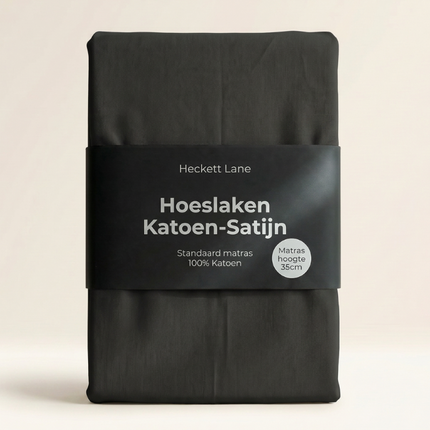 Hoeslaken Katoen-Satijn - Zwart