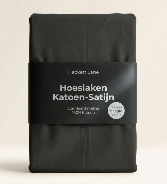 Hoeslaken Katoen-Satijn - Zwart
