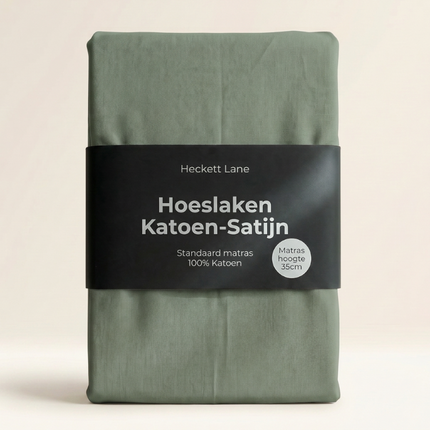 Hoeslaken Katoen-Satijn - Groen
