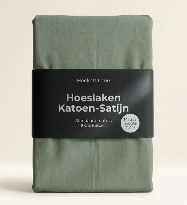Hoeslaken Katoen-Satijn - Groen