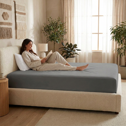 Hoeslaken Percale-Katoen - Donkergrijs