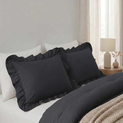 Kussenslopen Ruffles - Antraciet - 2-PACK