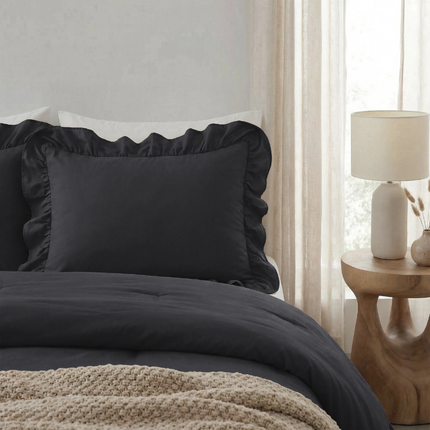 Kussenslopen Ruffles - Antraciet - 2-PACK