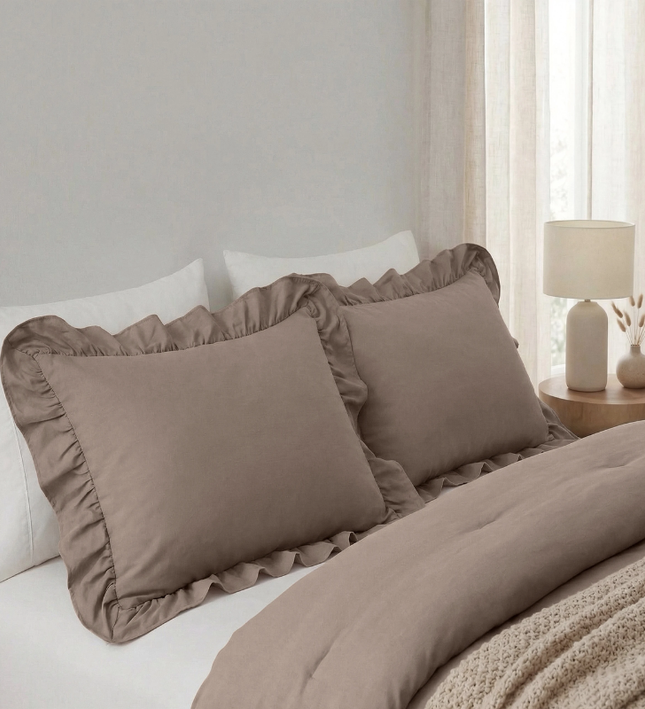 Kussenslopen Ruffles - Taupe- 2-PACK