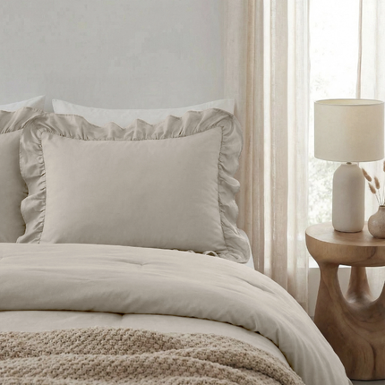 Kussenslopen Ruffles - Taupe/Grijs - 2-PACK