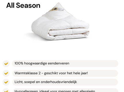 Dekbed - 100% Eendenveren - All Season