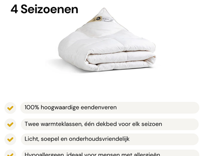 Dekbed - 100% Eendenveren - 4 Seizoenen