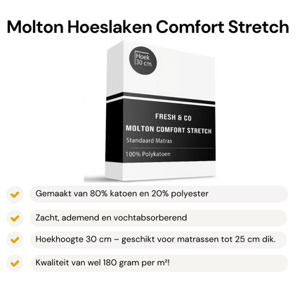 Molton Hoeslaken Comfort Stretch - Standaard Matras