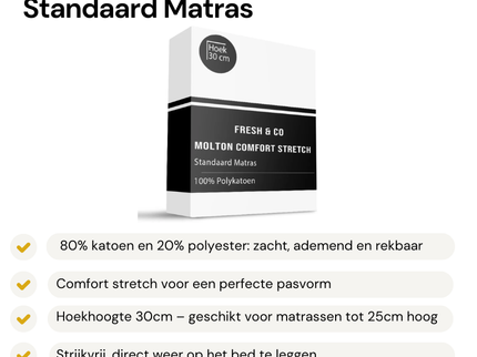 Molton Hoeslaken - Comfort Stretch - Standaard matras