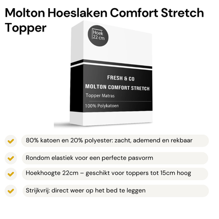 Molton Hoeslaken - Comfort Stretch - Topper