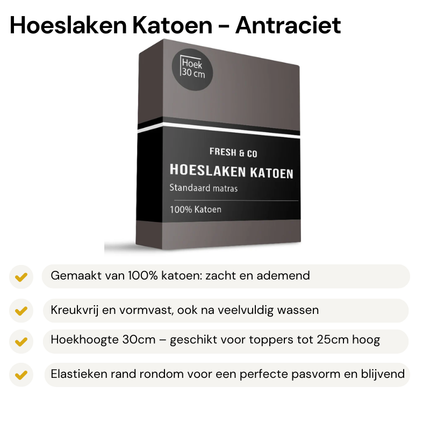 Hoeslaken - Katoen - Antraciet
