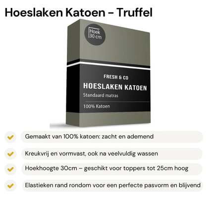 Hoeslaken - Katoen - Truffel